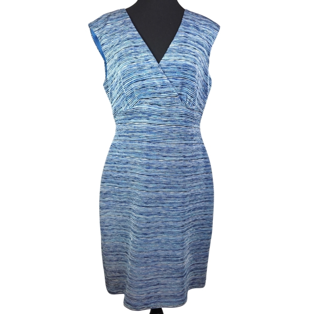 Roz & Ali Textured Blue Midi Sleeveless Dress Size 12